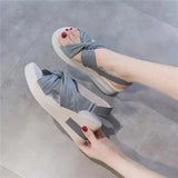 Heel Fashion Sandals Women 2023 Summer New Sexy High-heeled Velcro Fairy Wind Open Toe Comfortable Women's