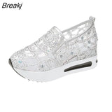 Summer Loafer Shoes Lace Mesh Small White Shoes Casual Set Foot High Heels Shoes Increase Platform Women's sneakers