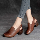 Women Retro Brown Sandals 2024 Luxury Designer High Heels Sandal Peep Toe Slingbacks Mother Shoes Casual Sandalias De