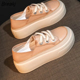 Women Platform Sneakers 2023 Spring Autumn New Fashion All-match Solid Color Women Casual Shoes Low Shoes for Walking