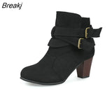 Ankle Boots Women Thick High Heels Winter Shoes Woman Booties Botines Feminina Plus Size Botas Mujer
