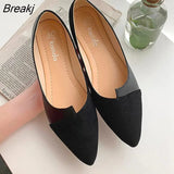 Leather Shoes Splice Color Shoe Ballerina Slip On Shoes Women Flats 2023 Fashion Pointed Toe Ballet Footwear buty