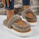 Design Luxury Winter Fur Slippers Women Indoor Outdoor Warm Plush Slippers Woman Comfort Non Slip House Shoes Plus Size