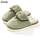 Korean Cute Slippers for Women Girls Retro Fluffy Warm Slippers Female Indoor House Flat Cotton Shoes Zapatillas