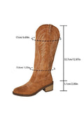 Breakj Large-Size Retro Embroidery V-Mouth Martin Boots Women Autumn And Winter Coarse And Mid-Clinity Net Red Knight