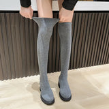 Sexy Slim Over The Knee Stretch Socks Boots Women 2023 Autumn Thick High Heels Long Boots Woman Anti-slip Platform
