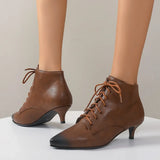 2023 New Brand Office Ladies Thin Heels Women Shoes Casual Lace-Up Ankle Boots Woman Shoes Big Size