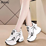 Women's Shoes 2023 New Autumn Wedge Platform Lace Up Casual Sneakers Fashion High Heels Breathable Comfortable Sport