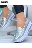 Size 43 Casual Flat Shoes of Women 2023 Fashion Round Toe Low Top Wedge Platform Sneakers Comfort Non Slip Women