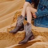 Breakj Boots Women's 2025 New Boots Net Red Embroidery Western Shoes Travel Wears Desert Boots Northwest Knight