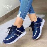 Women Sneakers Casual Shoes Comfortable Mesh Lace-Up Ladies Sport Shoes Wedges Chunky Women's Vulcanized Shoes Females