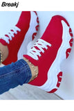 New Women Sneakers Fashion Platform Lace Up Casual Sports Shoes Comfortable Running Ladies Vulcanized Shoes Female
