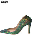 Glitter bling bling wedding shoes 12 cm high heel pumps sexy stiletto heels party shoes for women LF004