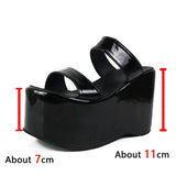 New Upgrade Great Quality 2023 Summer Platform Wedges Sandals Gothic Height Increasing High Heels Black Woman Shoes