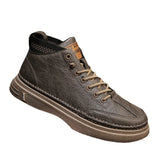 Men's Casual Leather Shoes 2023 New Shoes for Men High-top Black Casual Male Sneakers Platform Ankle Boots Tênis