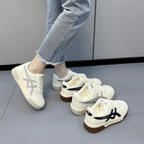 mid-heel women's sports and casual shoes 2023 autumn round toe platform sole shoes single upper lace-up sports
