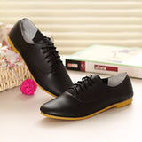 Spring Women Oxford Shoes Ballerina Flats Shoes Women PU Leather Shoes Moccasins Lace Up Loafers White Shoes