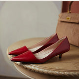 Low Heels Women Thin Heeled Kitten Heel Single Shoes Spring Autumn Pointed Temperament Shallow Mouth Work Shoes