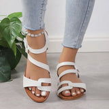 Women's Sandals Summer 2024 Flat Woman White Shoes Elegant Open Toe Beach Dress Flats for Women Outdoor Sandalias Plus Size