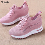 Heels Fashion Sneakers for Women Breathable Spring Platform Lace Up Fashion Causal Vulcanized Footwear Chunky Luxury
