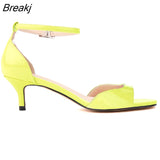 Women Sandals Summer Sexy 5cm Low High Heels Fashion Buckle Ankle Sandal Party Wedding Shoes Woman Open Toe