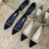 Breakj Spring And Summer New Fairy Wind Chain Flat Sole Single Shoes Women's Version Of Sharp Head Light Soft Bottom