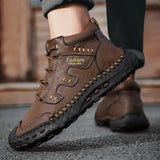 Men Hiking Shoes lace up plush Warm Walking Shoes Outdoor Non-slip high top Ankle Boots Winter Soft Sneakers men snow