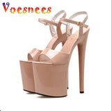 2023 Women Fish Toe Black White Sexy Super High Heels Sandals Model T Station 20CM Stage Catwalk
