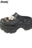 Charms Clog Shoes High Quality Summer Sandals for Girls Outdoor Women Slippers Thick Sole 2023 High