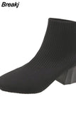 Stretch Fabric Booties Woman 2023 High Heels Luxury Designer Round Toe Ladies Stiletto Fashion Ankle boots Rubber