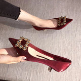 Spring New Women Bridal Shoes Wedding Shoes Faux Silk Satin Rhinestone Crystal Woman Pumps Stiletto Sapato