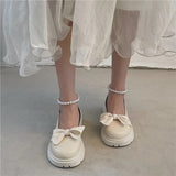 Women Thick Platform Mary Janes Lolita Shoes Party Pumps Summer 2023 New Sandals Bow Chain Mujer Shoes Fashion Oxford