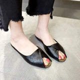Slippers Flat Summer Open Toe Sandals Mules Shoes for Women 2023 Elegant Slides Rubber New Fashion Black H Sandal