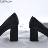 Woman Pumps Slip-on Square Heel High Heels 6CM/8CM Classic Elegant Sexy Solid Black Pink Nude Women's Shoes Block