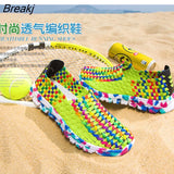 New Women Shoes Summer Flat Female Loafers Women Casual Flats Woven Shoes Sneakers Slip on Colorful Shoe Mujer Plus Size