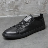 Leather Men Shoes lace up outdoor Casual Shoes for Men Cow Leather Simple Fashion black white Men shoes for Men