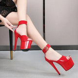 New Women Party Shoes Summer Sandals Patent Leather Gladiator Thin Heels T-tied Pole Dance Shoes sexy High-heels