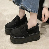 Suede Chunky Platform Snow Boots Women Comfort Short Plush Winter Cotton Shoes Woman 2023 Slip On Warm Flats Boots