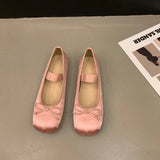 Pink Ballet Shoes Fairy Shoes 2024 New Spring Vintage Satin Silver Mary Jane