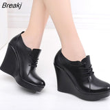 Lace Up Wedges Shoes for Women 2023 Autumn Platform Pumps Woman High Heels Black Office Shoes Ladies Plus Size