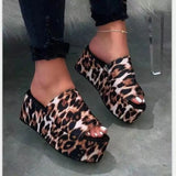 Ladies Shoes on Sale New Fashion Sexy Leopard Print Women's Slippers Summer Outdoor Thick Sole Casual Women Wedge