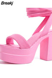 New FashionDouble Bottom Platform Sandals Chunky High Heeled Ankle Buckle Strap Women Sandals Comfort Walking Shoes