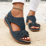 Women's Flowers Wedge Sandals Summer 2023 Plus Size 43 Platform Walking Sandalias Mujer Lightweight Non Slip Roman Shoes
