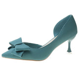 Spring New Women High Heels Fashion Pointed Toe Bowknot Heels Shoes Summer Elegant Slip-On Sexy Thin Heel Party Woman