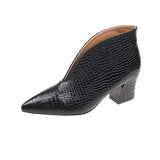 Spring and Autumn New Fashion Solid Color Plaid Leather Top Pointed V-shaped Outwear Women High Heels Women's