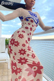 Sexy See-Through Maxi Dress Spring Summer Women Flowers Print Bodycon Dresses Casual Long Sleeve Vestidos Clothes