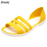 Women Summer Flat Sandals 2023 Open-Toed Slides Slippers Candy Color Casual Beach Outdoot Female Ladies Jelly
