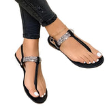 Summer New Fashion Rhinestone Decorated Casual Open-toed Shoes Comfortable Flat Women's Sandals designer