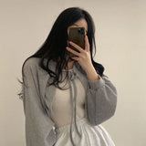 White Knitted Cardigan Women Summer Thin Sunscreen Lace-Up Knitwear Tops Female Korean Style Lantern Sleeve Short