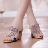 The Summer Of 2024, New Diamond Sandals, Slope Heels, Crystal Diamond Shoes, Open-Toed Bohemian